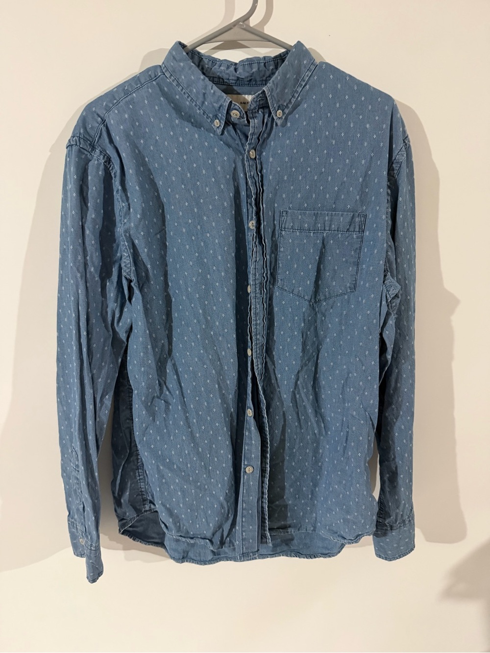 Old Navy Light Blue Slim Fit Shirt with Micro Dot Pattern